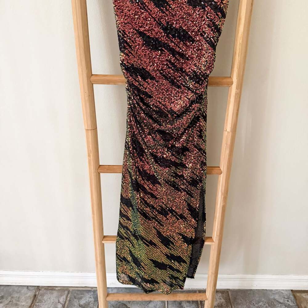 ASTR The Label Hollywood Dress S Black Pink Multi Sequin Midi Slip Party - Picture 4 of 12